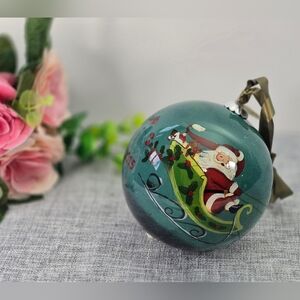 Discontinued Pier 1 Li Bien Glass‎ Ornament 2015 Santa, Sleigh, Reindeers, Large